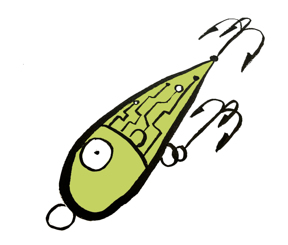 Illustration of a fish representing phishing